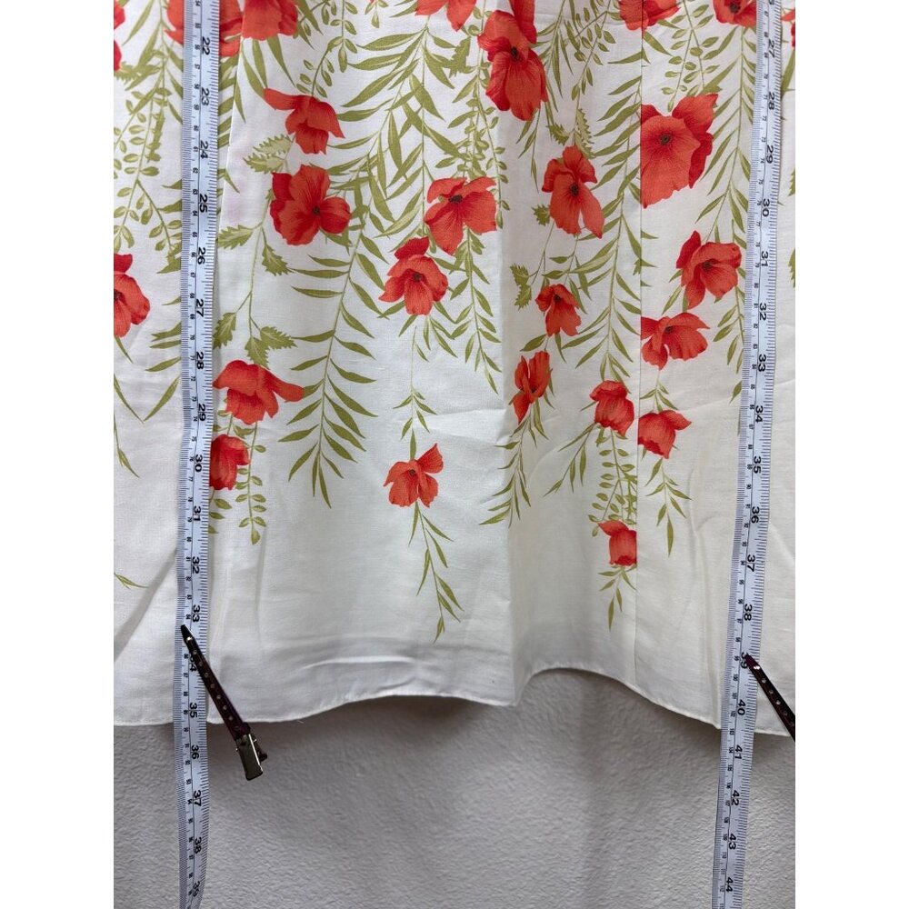 NWT Ann Taylor Coral-Red Poppy Floral Cotton  Summer Midi Dress  Size 10 - Picture 16 of 16